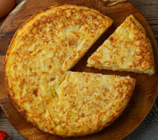 Spanish omelette with potatoes and onion, typical Spanish cuisine. Tortilla espanola.